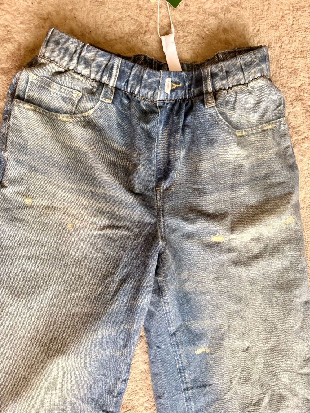 NWT 💙HALARA Women's Wide-Leg Distressed pull on fake Blue Denim Jeans - Picture 2 of 9